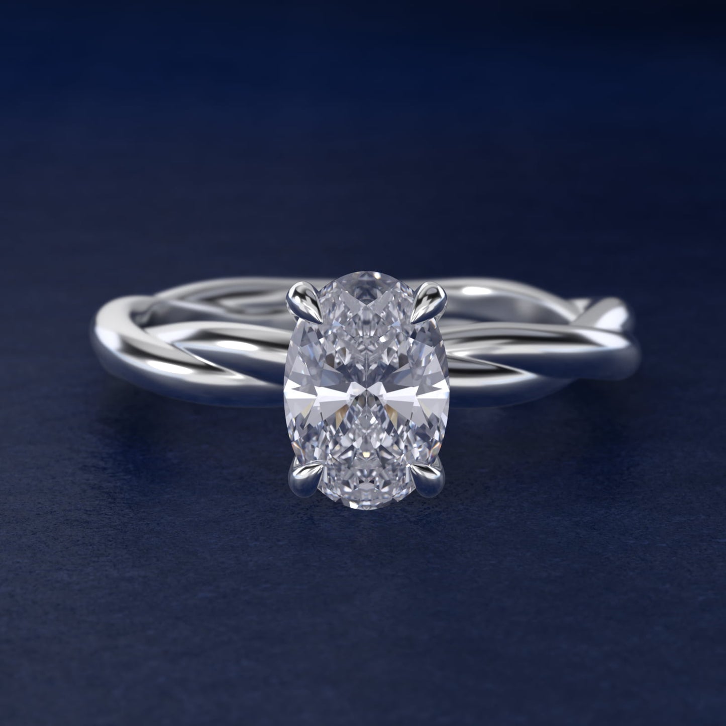 Rope Solitaire Engagement Ring In Platinum By James Allen - Oval Center