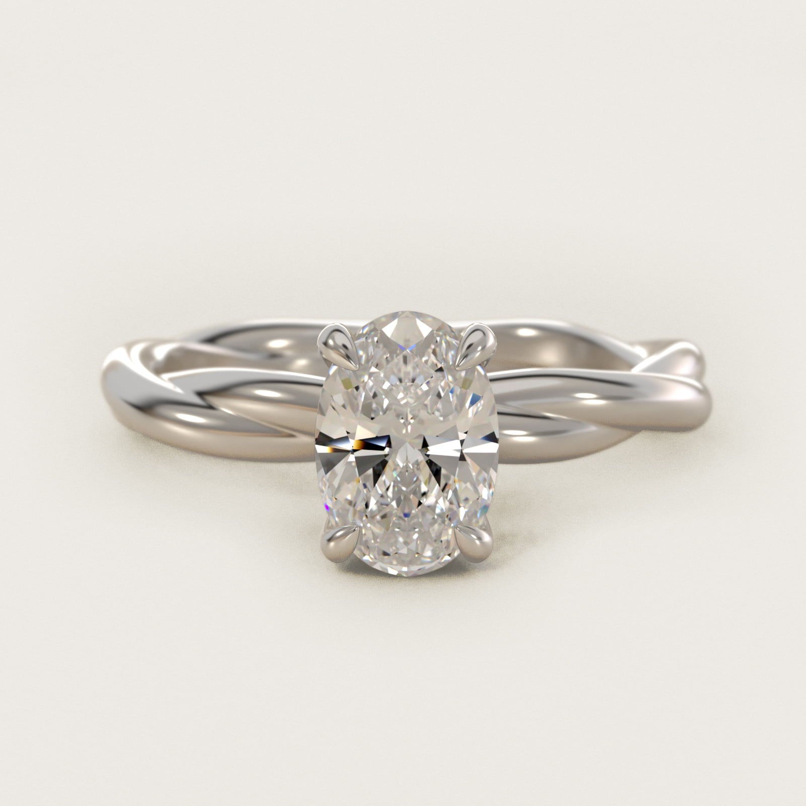 Rope Solitaire Engagement Ring In Platinum By James Allen - Oval Center