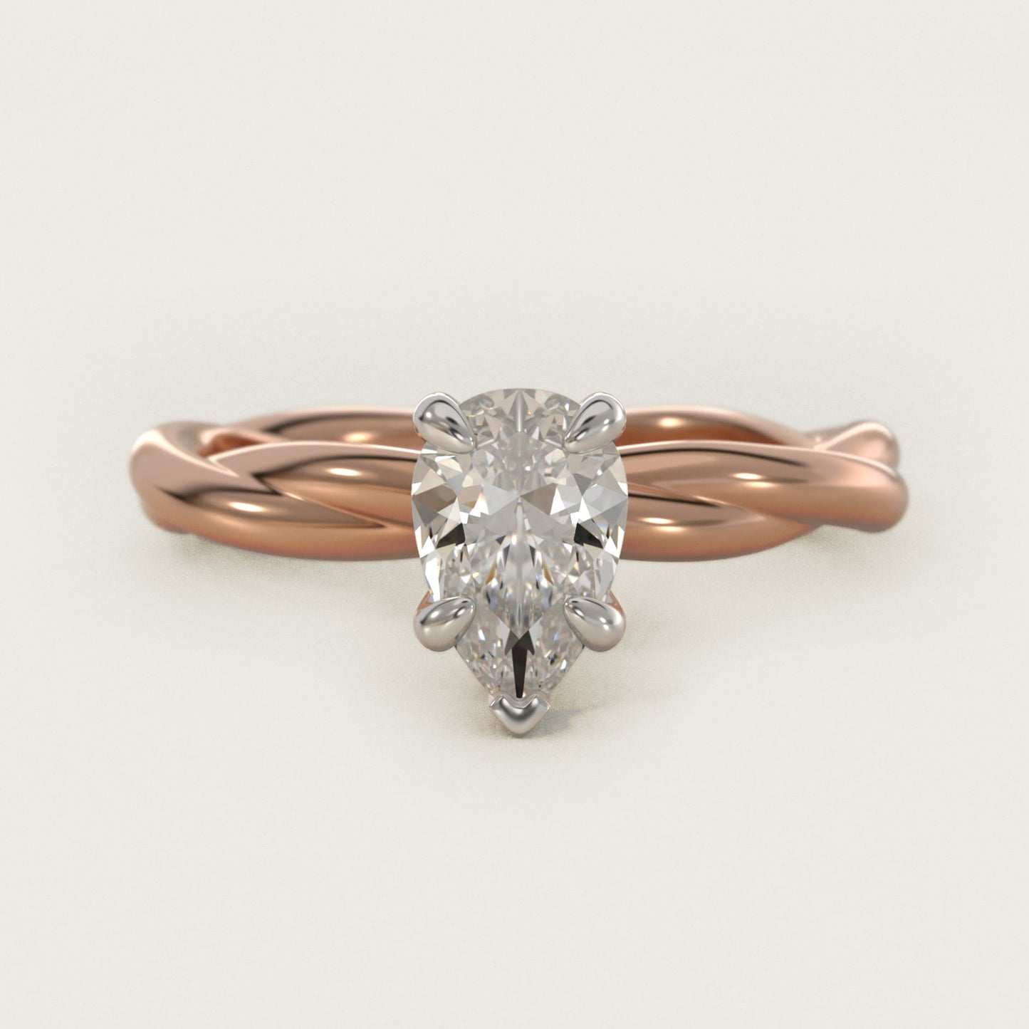 Rope Solitaire Engagement Ring In 18k Rose Gold By James Allen - Pear Center