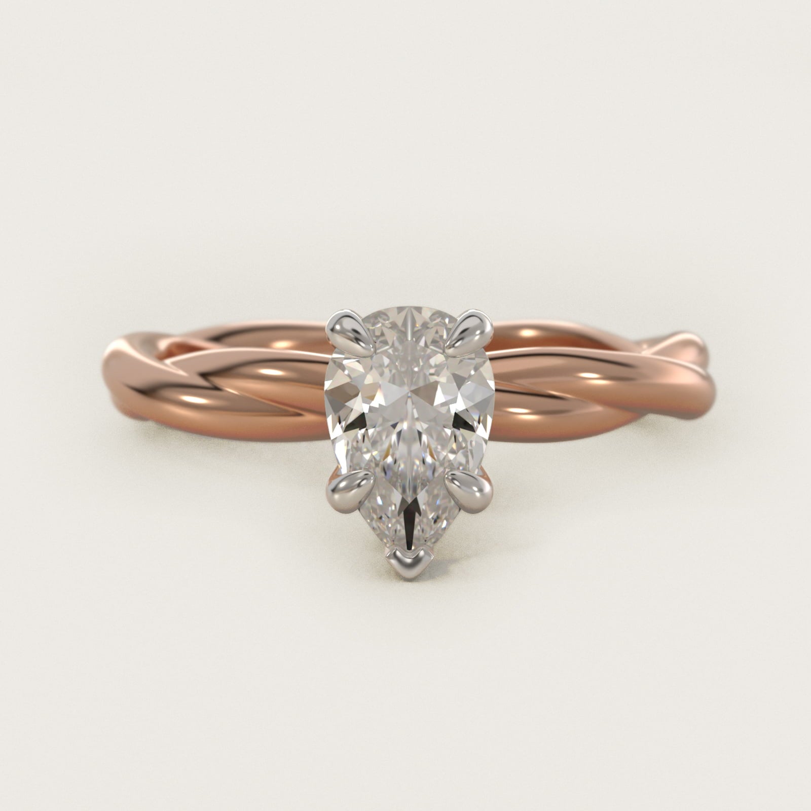 Rope Solitaire Engagement Ring In 18k Rose Gold By James Allen - Pear Center