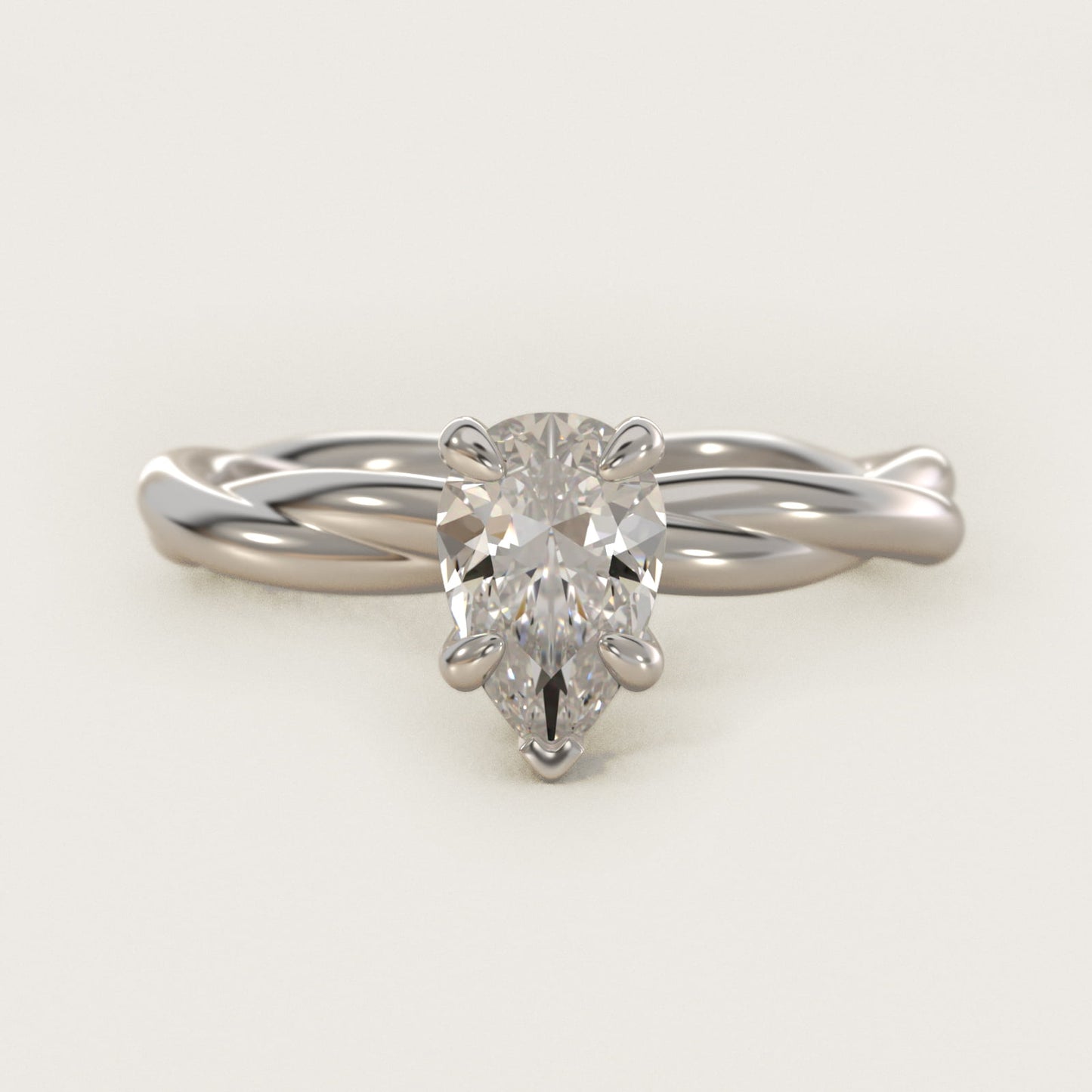 Rope Solitaire Engagement Ring In 14K White Gold By James Allen - Pear Center