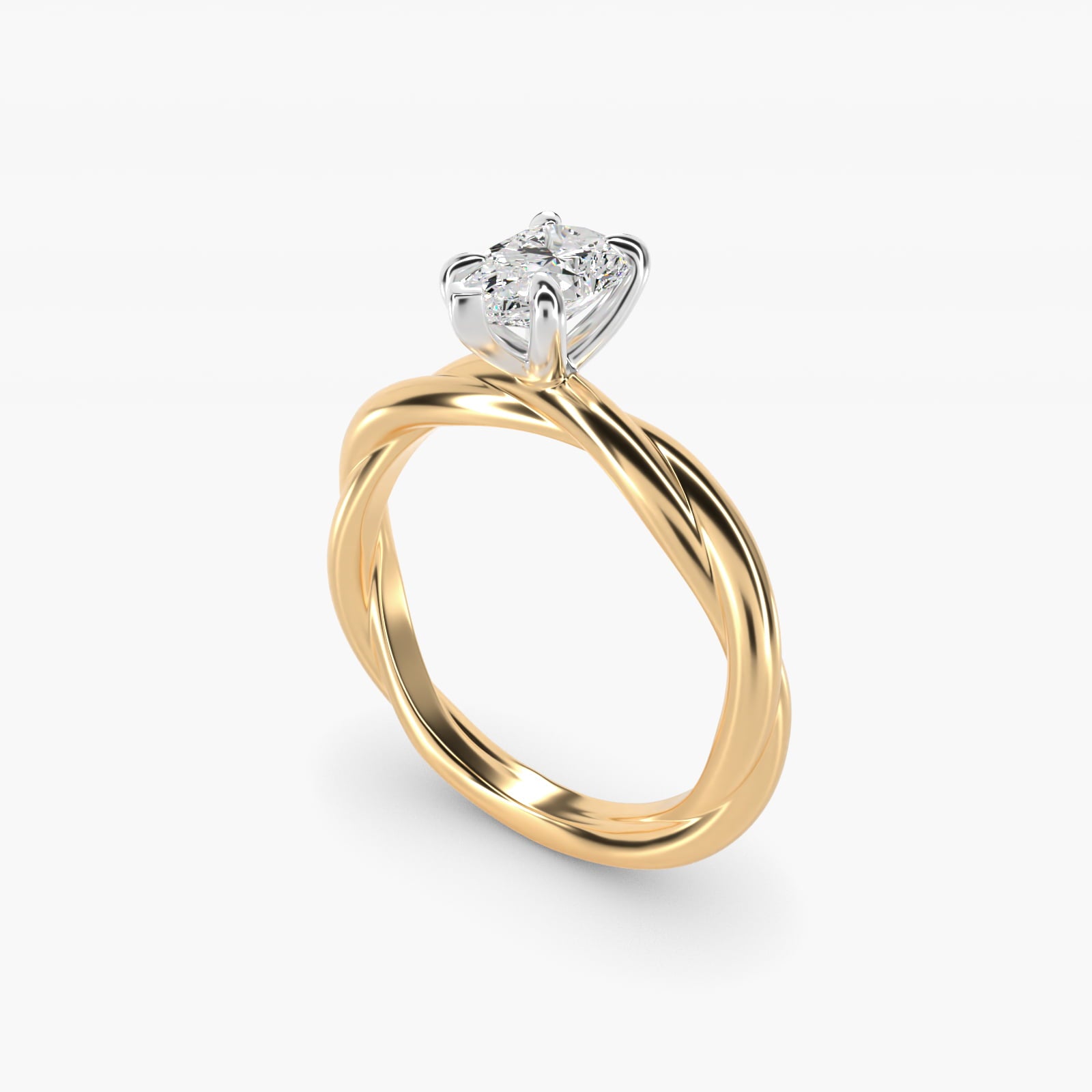 Rope Solitaire Engagement Ring In 14K Yellow Gold By James Allen - Pear Center