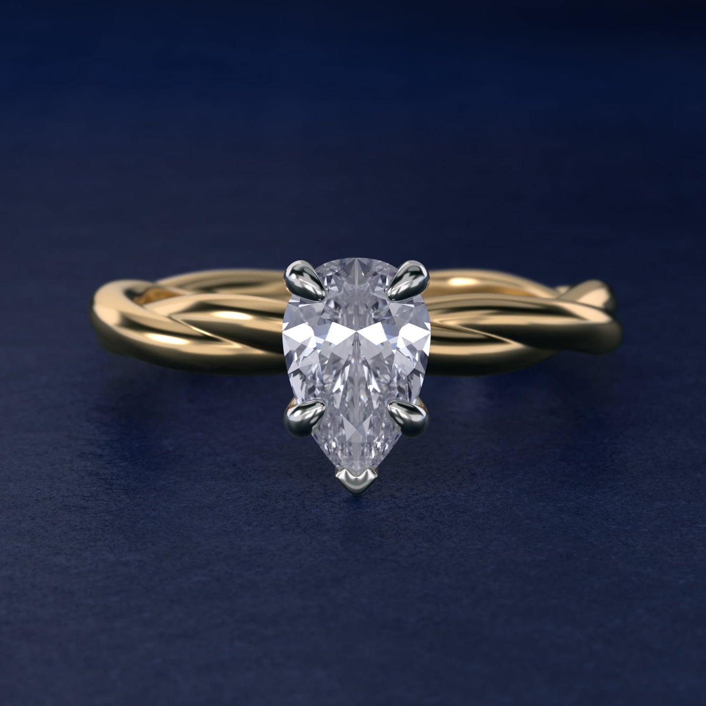 Rope Solitaire Engagement Ring In 14K Yellow Gold By James Allen - Pear Center