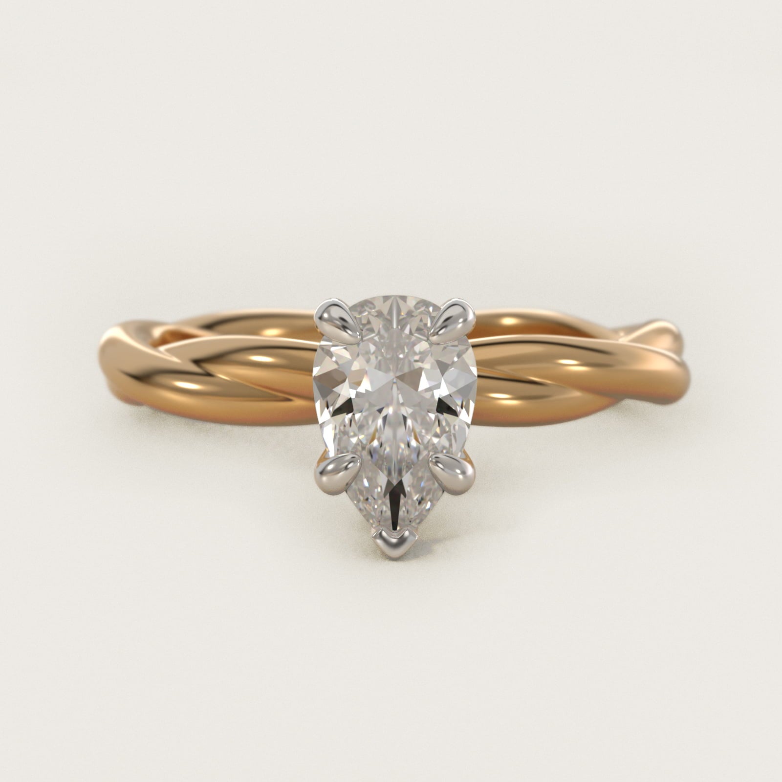 Rope Solitaire Engagement Ring In 18k Yellow Gold By James Allen - Pear Center