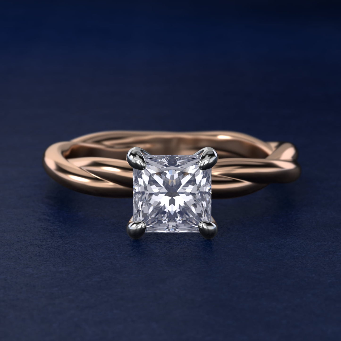 Rope Solitaire Engagement Ring In 18k Rose Gold By James Allen - Princess Center