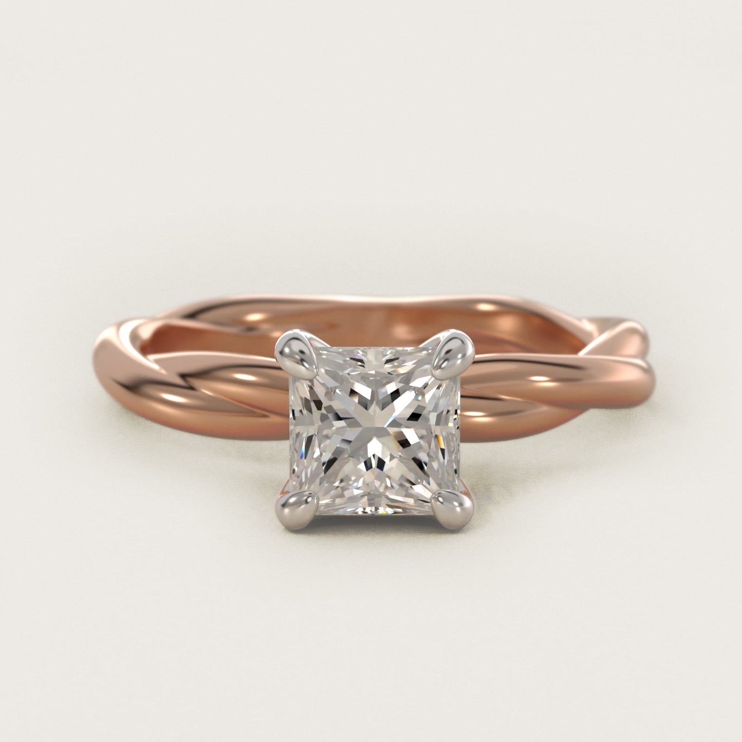 Rope Solitaire Engagement Ring In 18k Rose Gold By James Allen - Princess Center