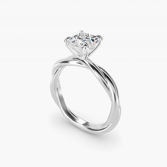Rope Solitaire Engagement Ring In 14K White Gold By James Allen - Princess Center