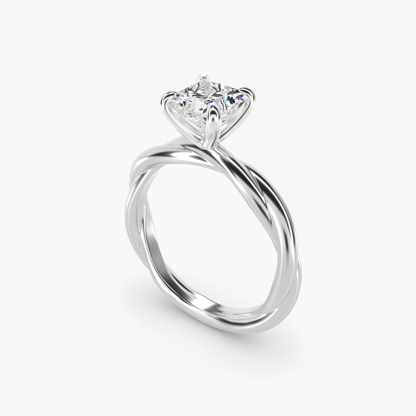 Rope Solitaire Engagement Ring In 18k White Gold By James Allen - Princess Center
