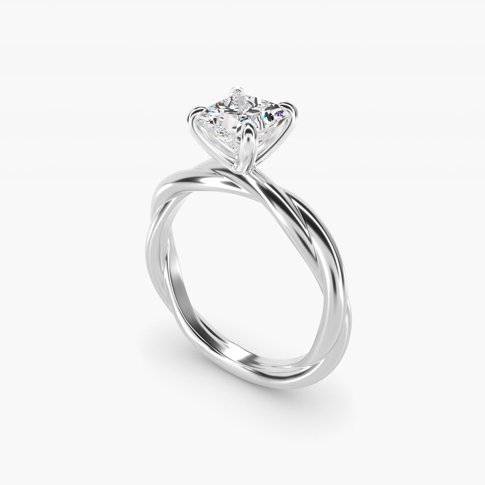 Rope Solitaire Engagement Ring In 18k White Gold By James Allen - Princess Center