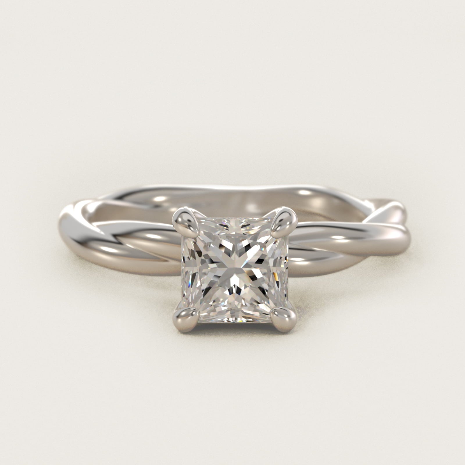 Rope Solitaire Engagement Ring In 14K White Gold By James Allen - Princess Center