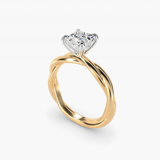 Rope Solitaire Engagement Ring In 14K Yellow Gold By James Allen - Princess Center