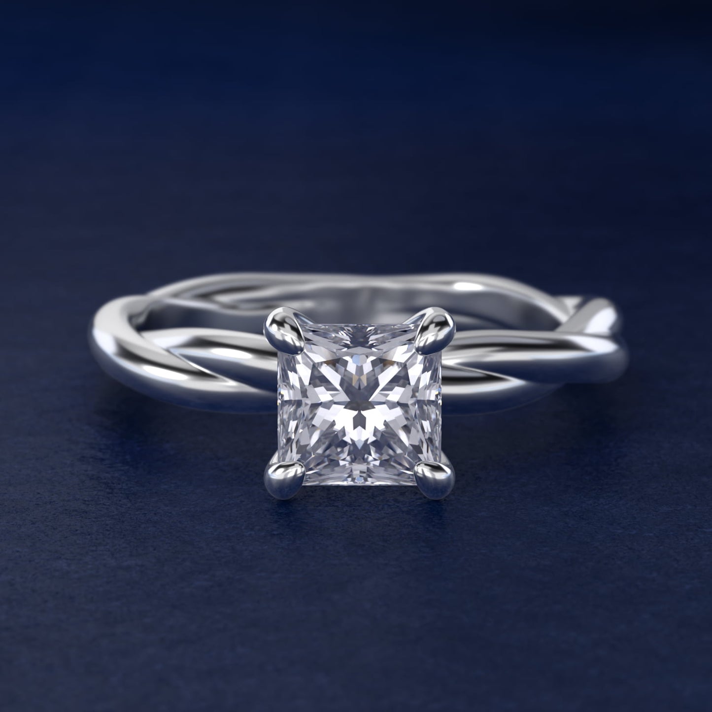 Rope Solitaire Engagement Ring In Platinum By James Allen - Princess Center