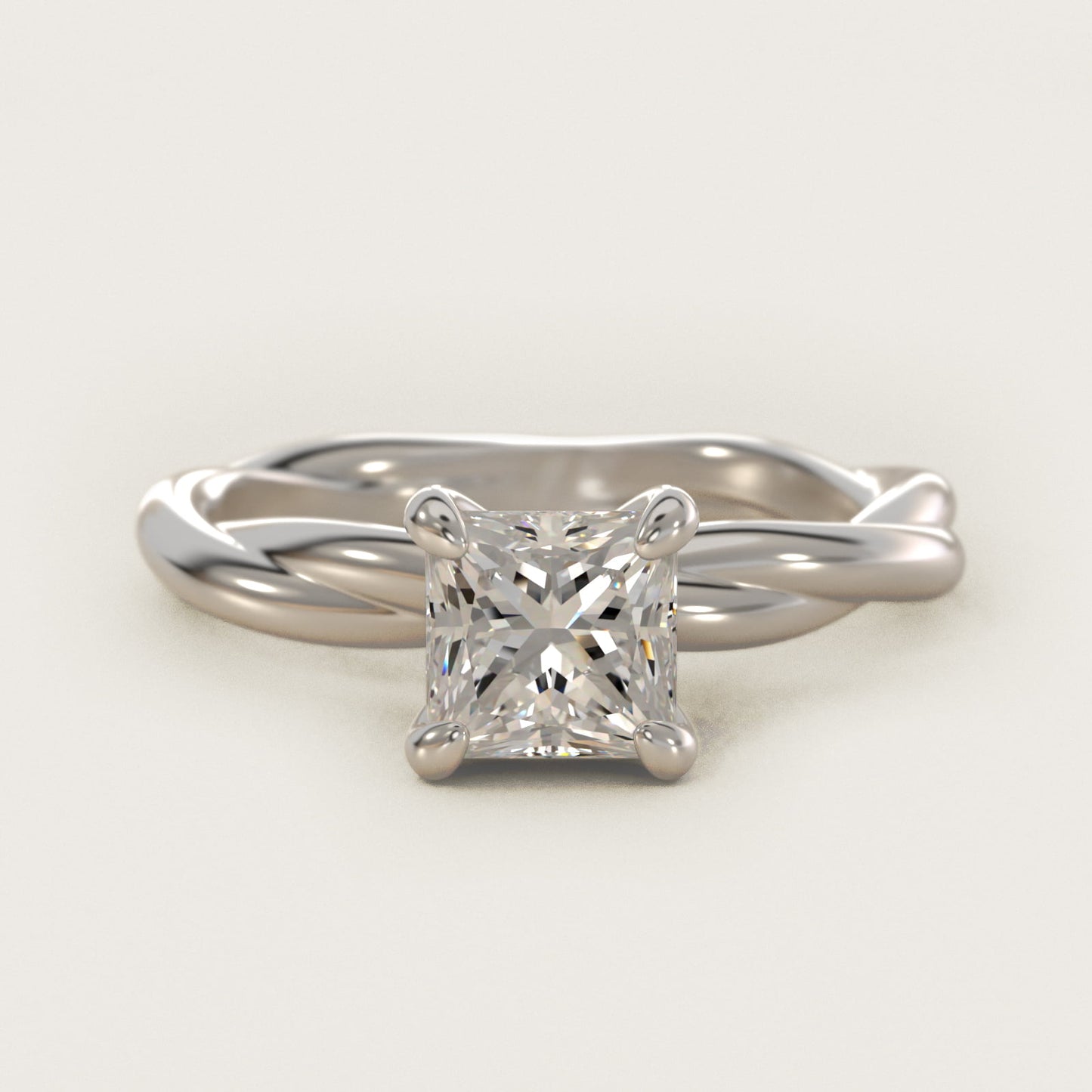 Rope Solitaire Engagement Ring In Platinum By James Allen - Princess Center