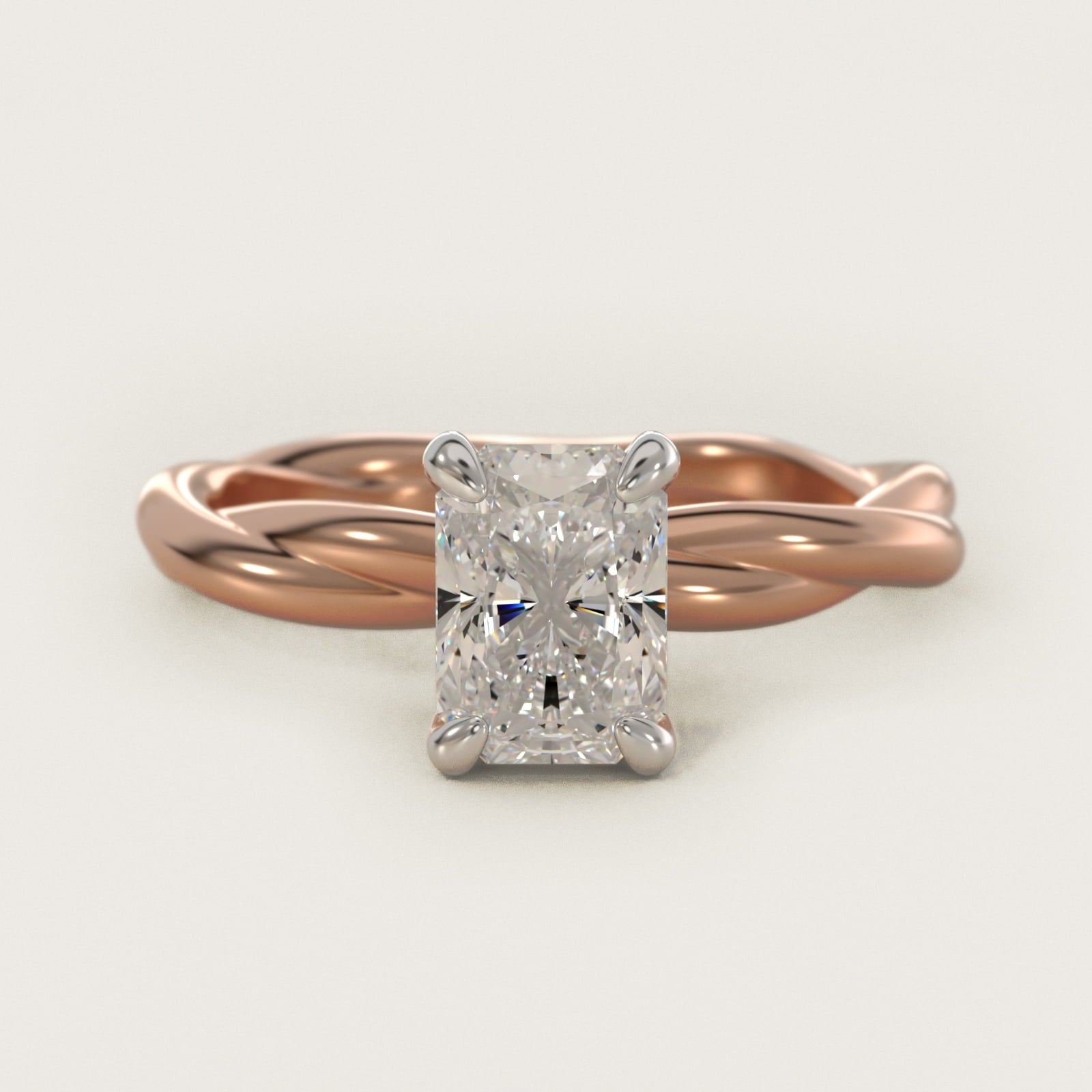 Rope Solitaire Engagement Ring In 18k Rose Gold By James Allen - Radiant Center