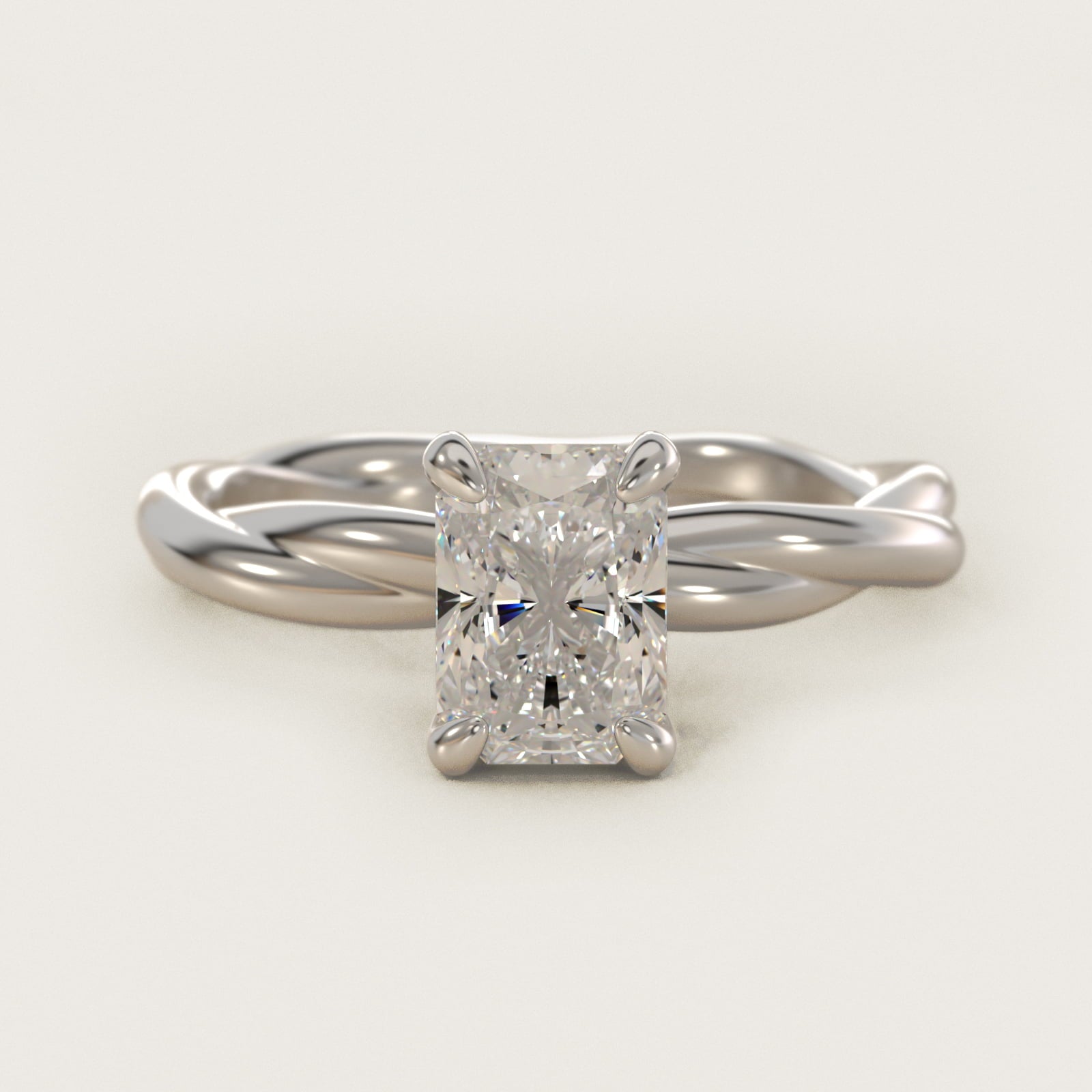 Rope Solitaire Engagement Ring In 14K White Gold By James Allen - Radiant Center