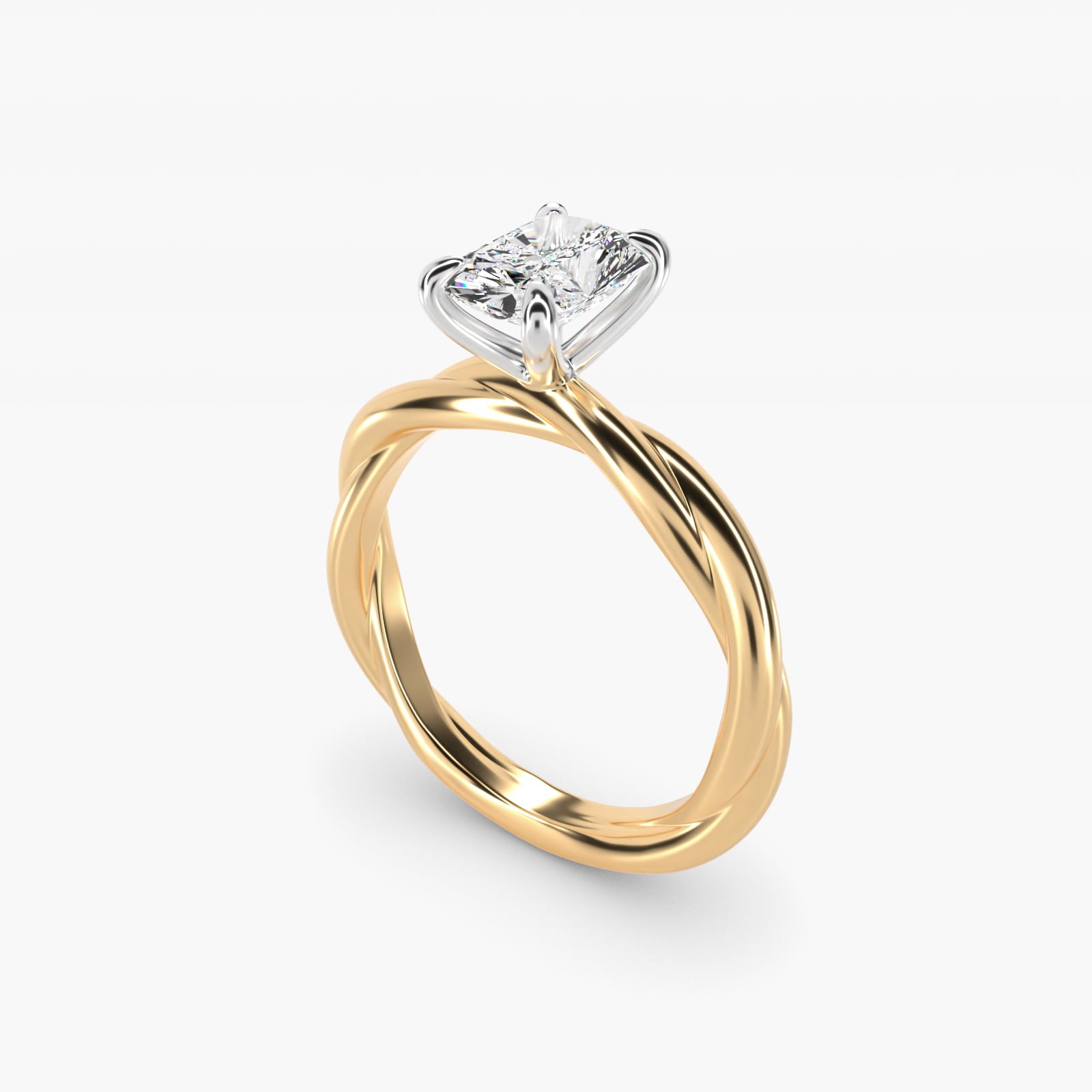 Rope Solitaire Engagement Ring In 14K Yellow Gold By James Allen - Radiant Center