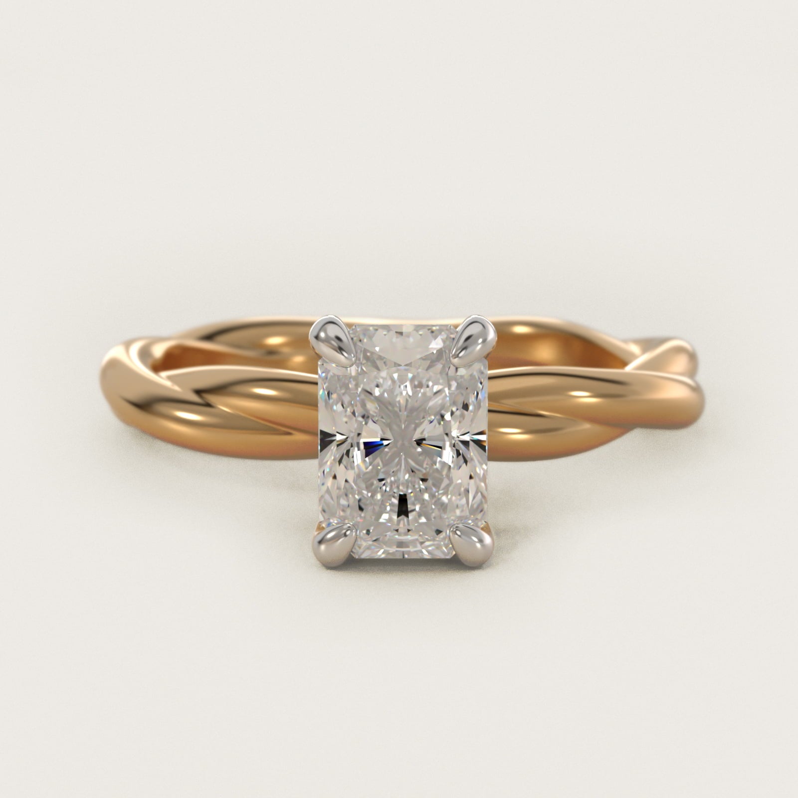 Rope Solitaire Engagement Ring In 14K Yellow Gold By James Allen - Radiant Center