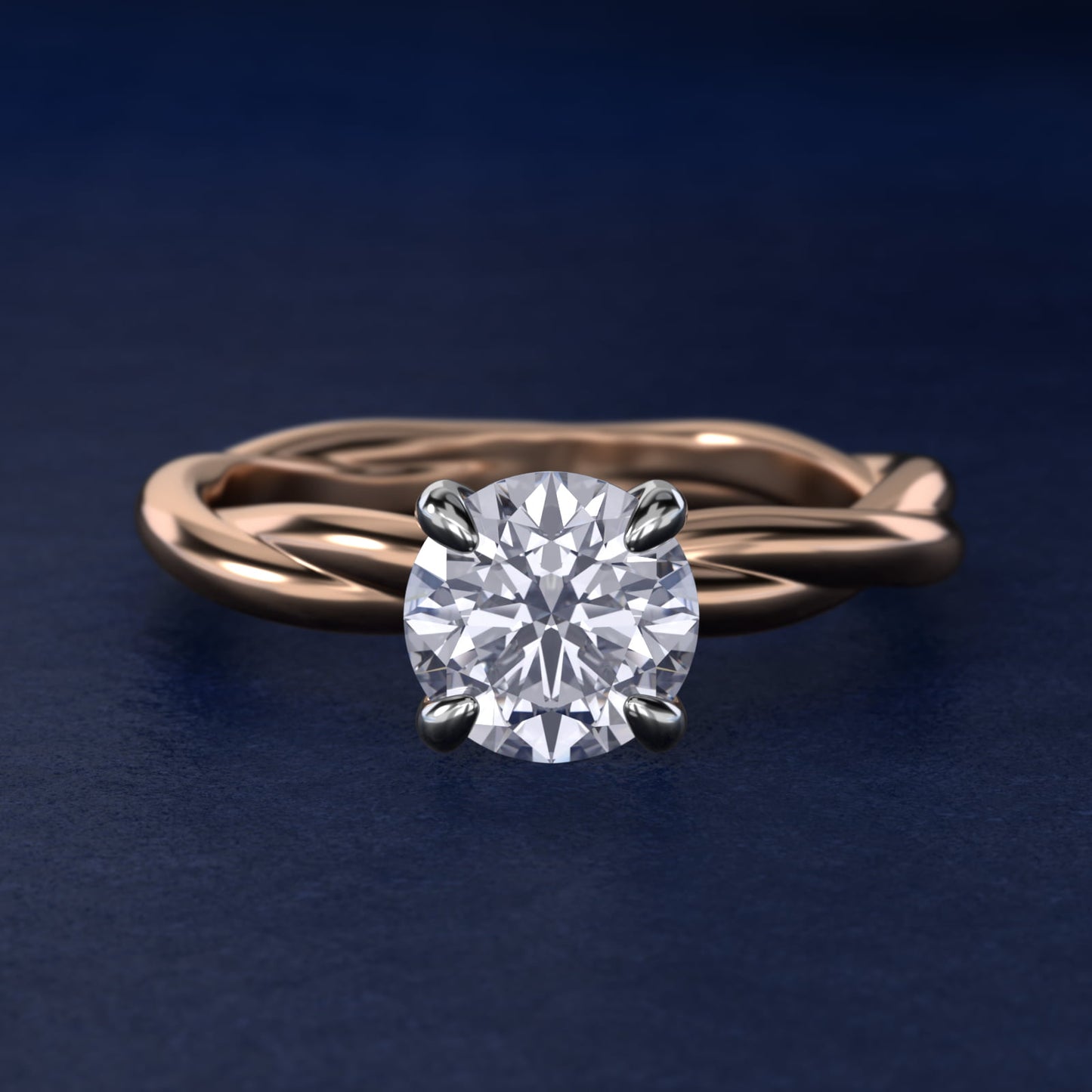 Rope Solitaire Engagement Ring In 18k Rose Gold By James Allen - Round Center