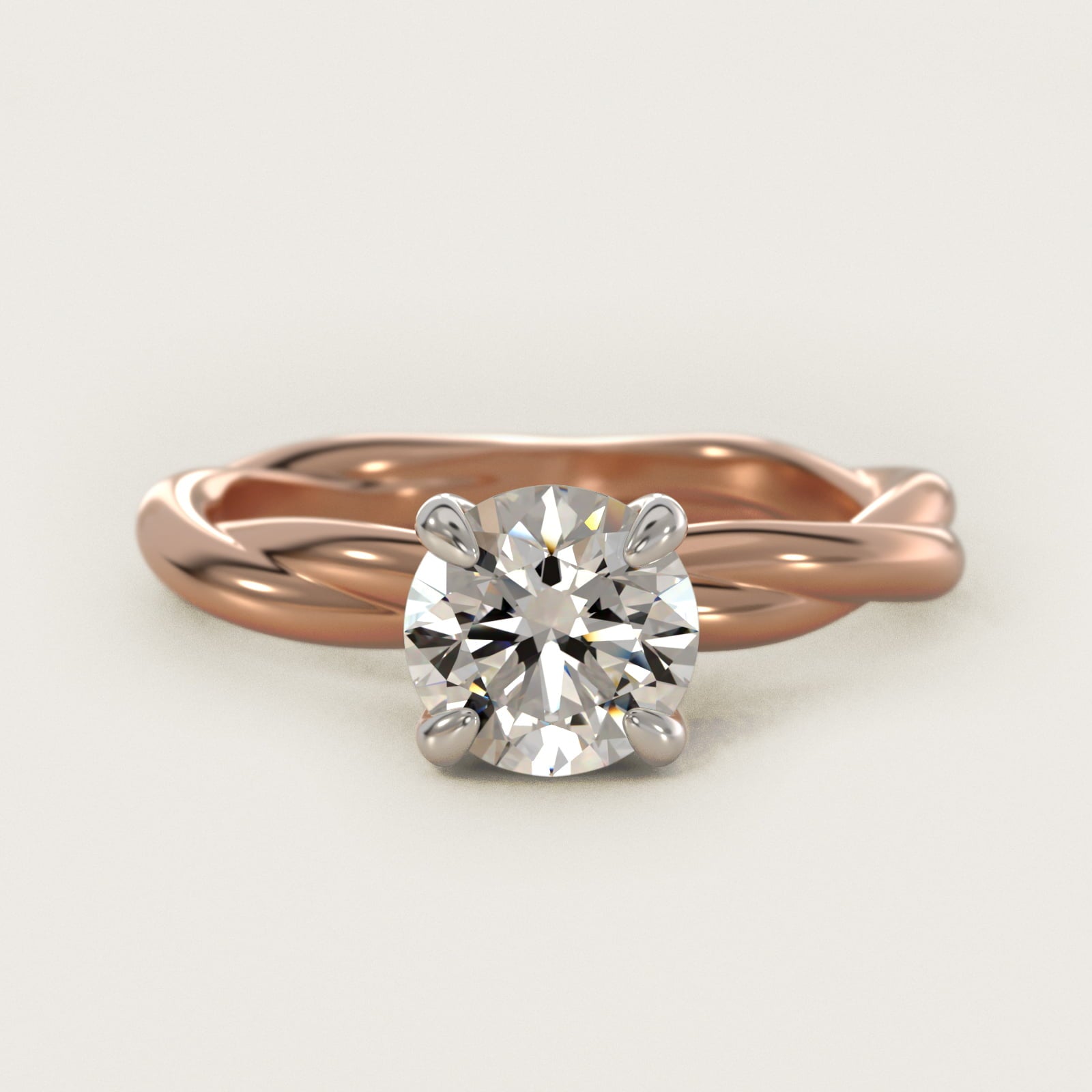 Rope Solitaire Engagement Ring In 14K Rose Gold By James Allen - Round Center