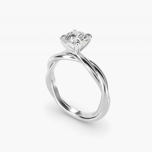 Rope Solitaire Engagement Ring In 14K White Gold By James Allen - Round Center