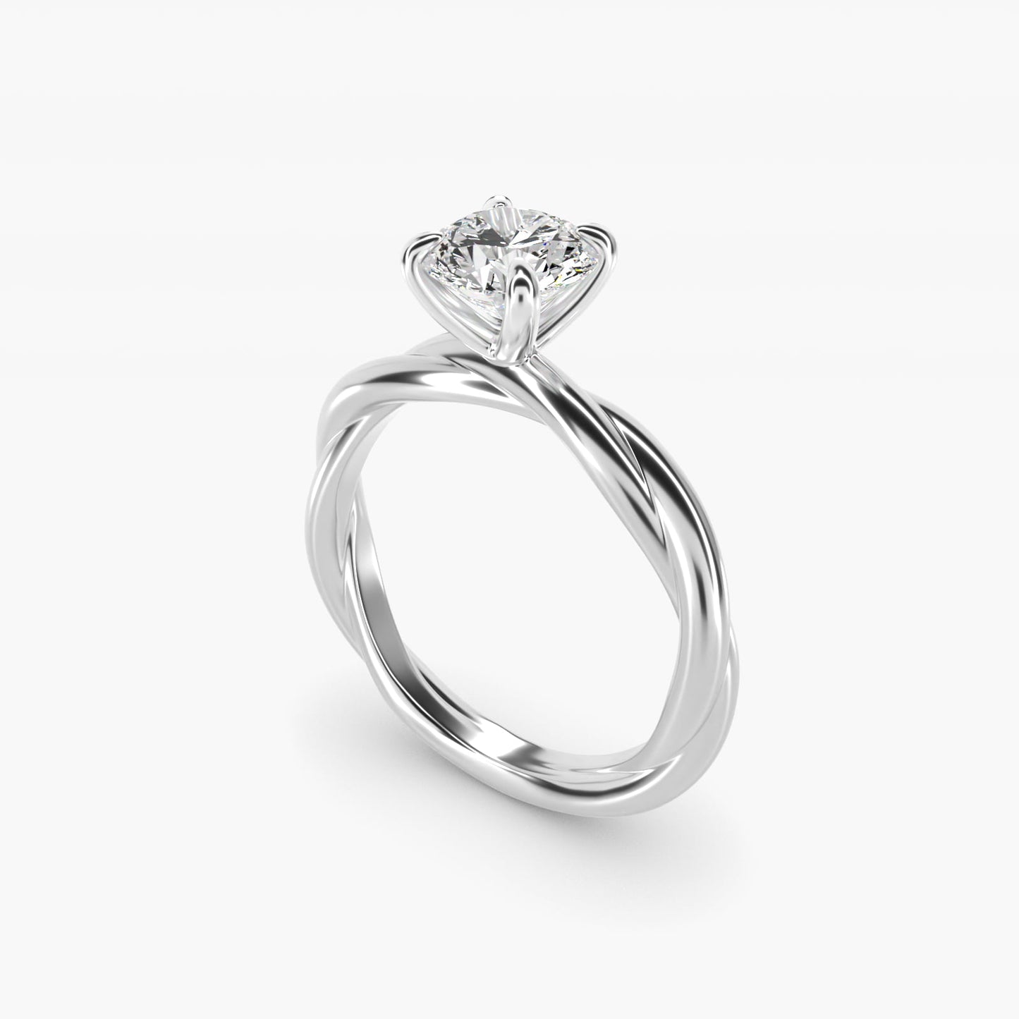 Rope Solitaire Engagement Ring In 18k White Gold By James Allen - Round Center