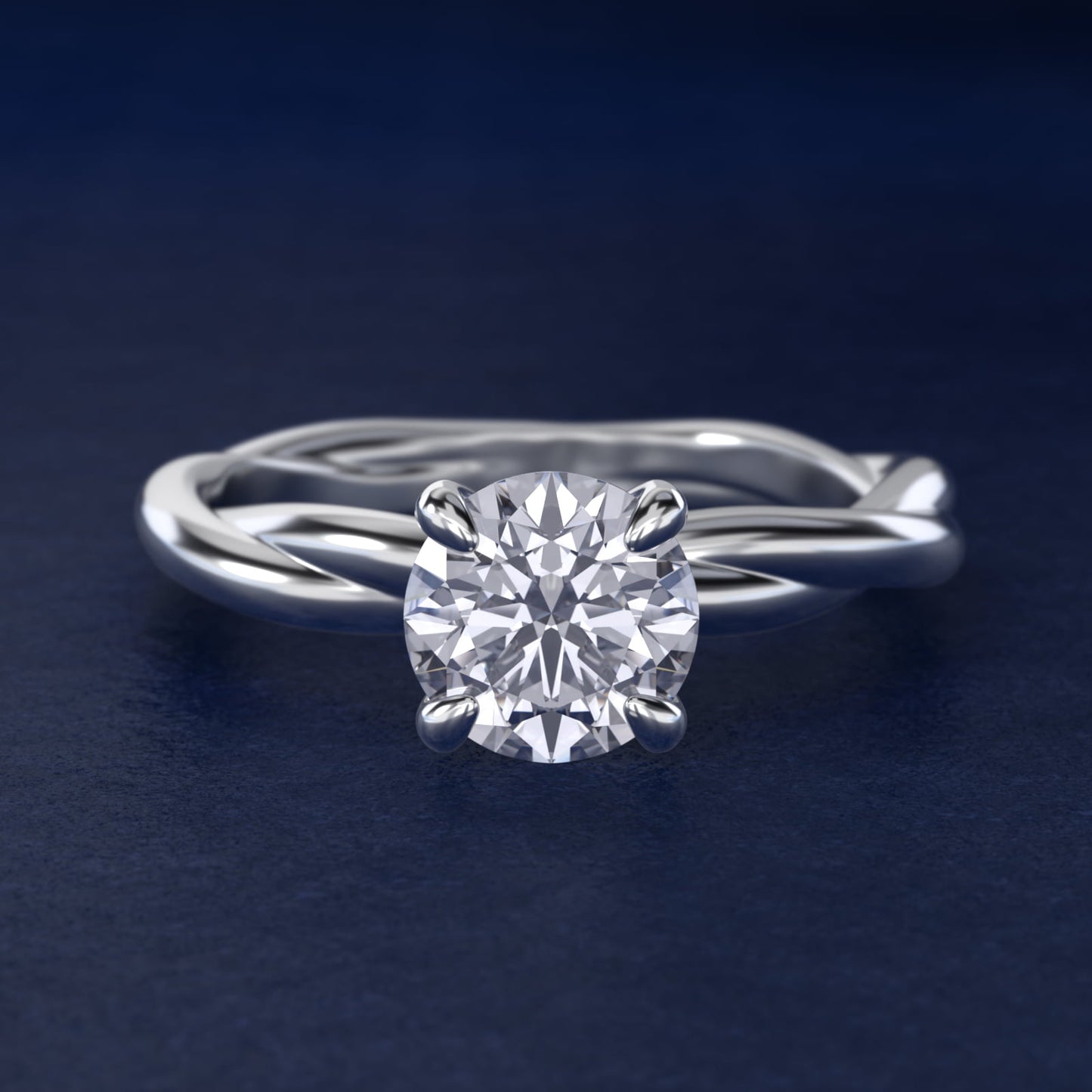 Rope Solitaire Engagement Ring In 18k White Gold By James Allen - Round Center