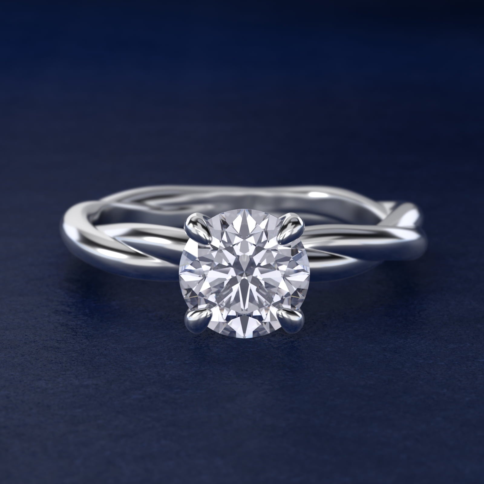 Rope Solitaire Engagement Ring In 18k White Gold By James Allen - Round Center