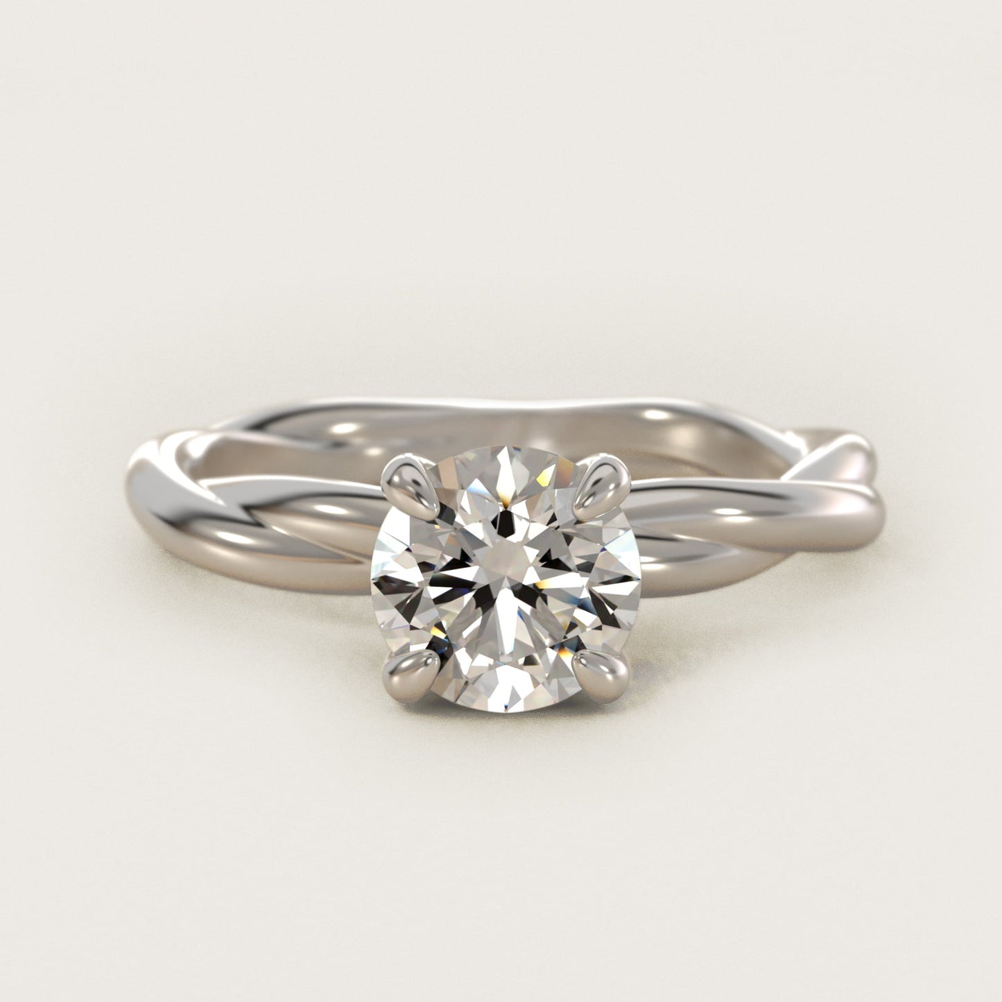 Rope Solitaire Engagement Ring In 18k White Gold By James Allen - Round Center