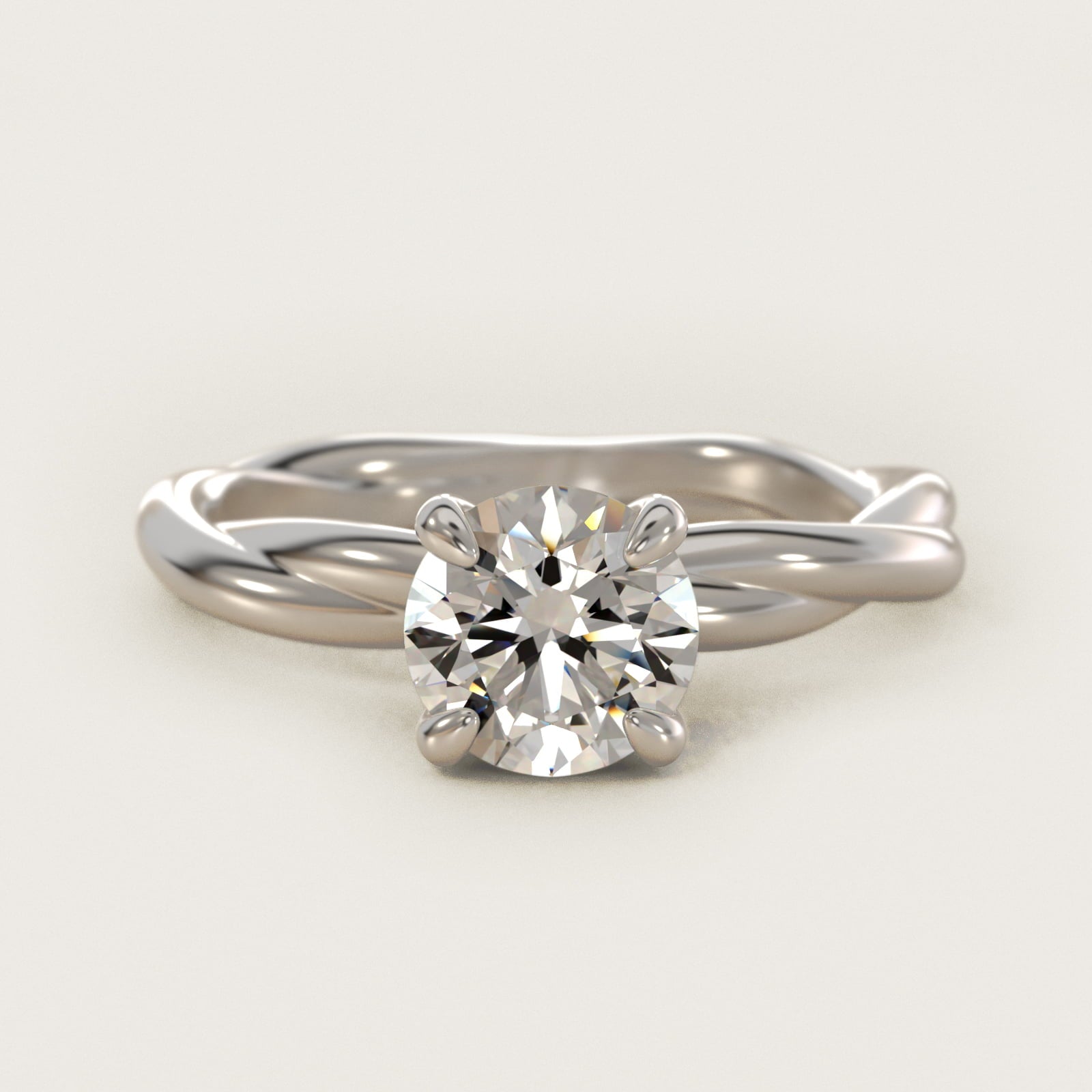Rope Solitaire Engagement Ring In 18k White Gold By James Allen - Round Center