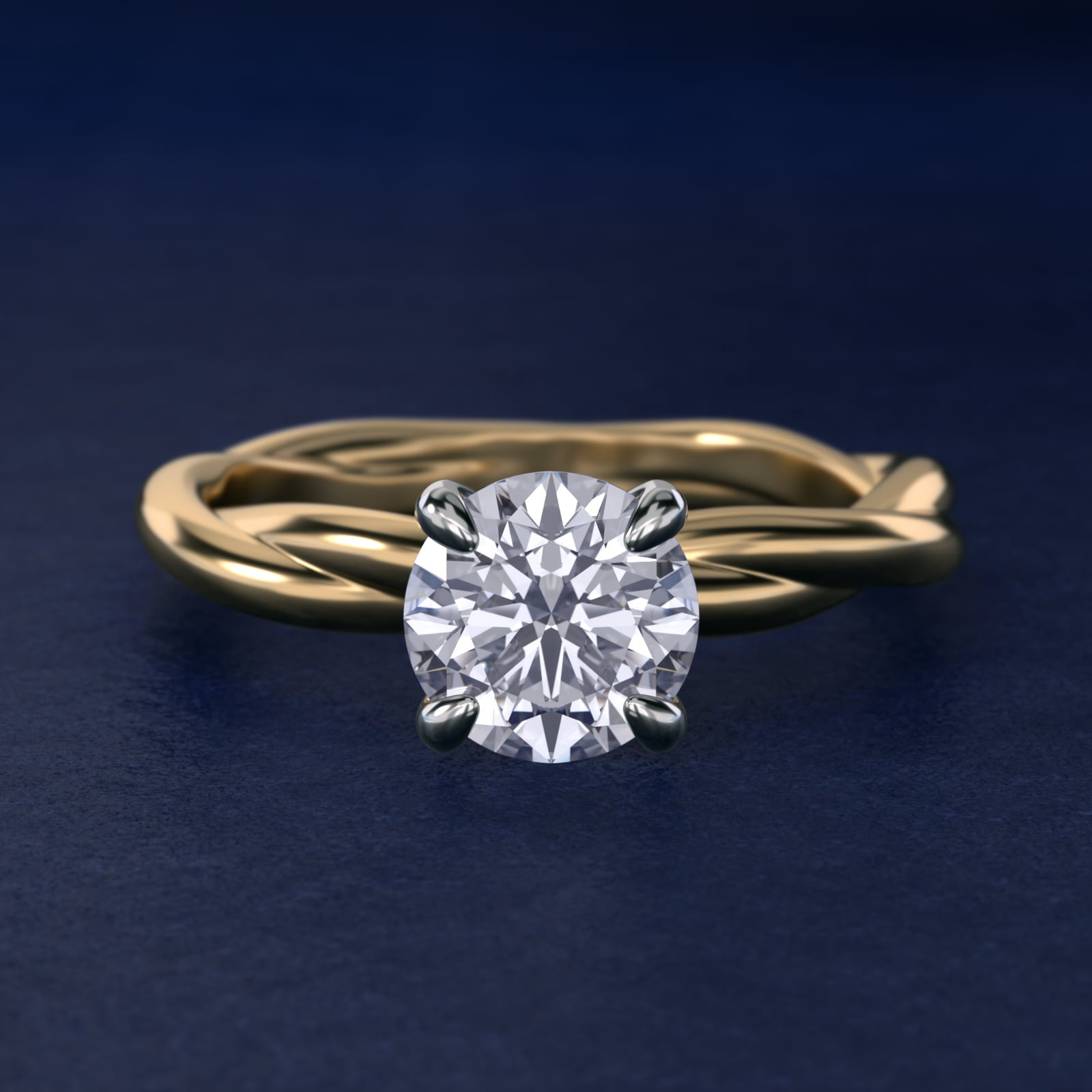 Rope Solitaire Engagement Ring In 18k Yellow Gold By James Allen - Round Center
