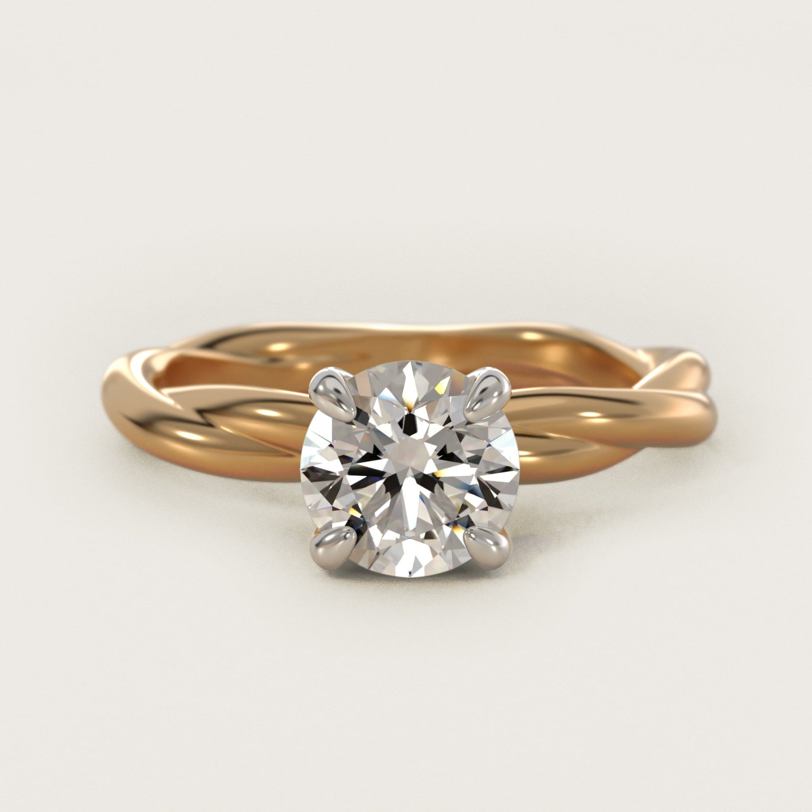 Rope Solitaire Engagement Ring In 14K Yellow Gold By James Allen - Round Center