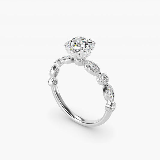 Round and Marquise Cut Side Stone Diamond Engagement Ring In 18k White Gold By James Allen - Asscher Center