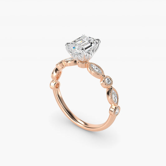 Round and Marquise Cut Side Stone Diamond Engagement Ring In 18k Rose Gold By James Allen - Emerald Center