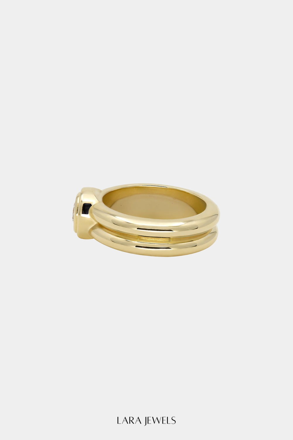 Roma Round Diamond Ring 18K Yellow Gold - Back view
