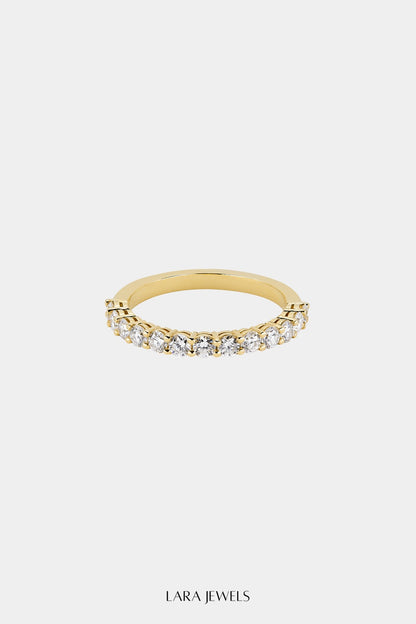 Round Diamond Half Band | 18K Yellow Gold