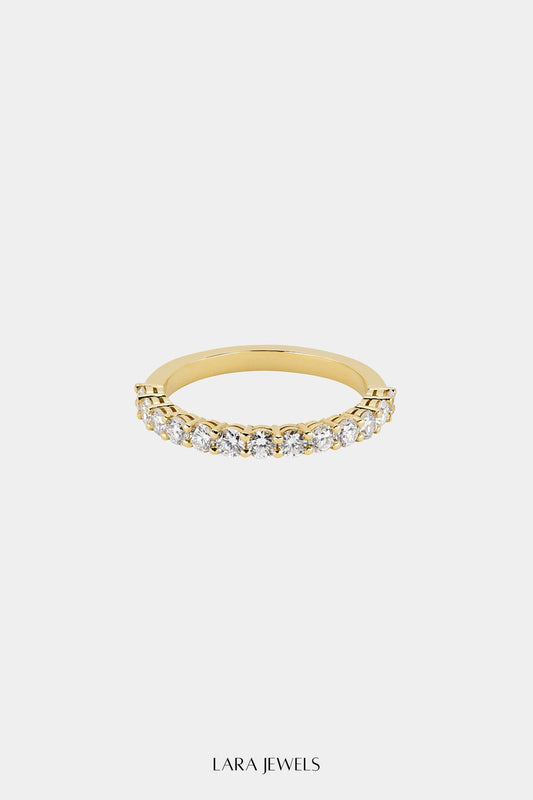 Round Diamond Half Band | 18K Yellow Gold