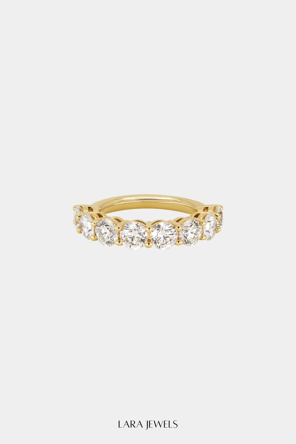 Round Diamond Half Band 18K Yellow Gold - Detail