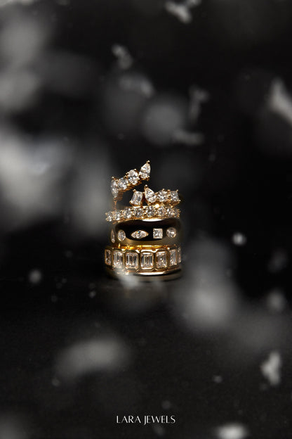 Round Diamond Half Band 18K Yellow Gold - Back view