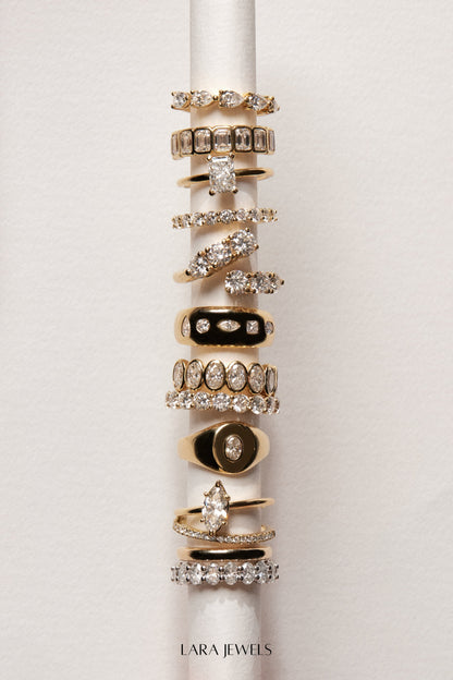 Round Diamond Half Band 18K Yellow Gold - Detail