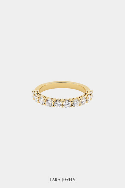 Round Diamond Half Band 18K Yellow Gold - Detail