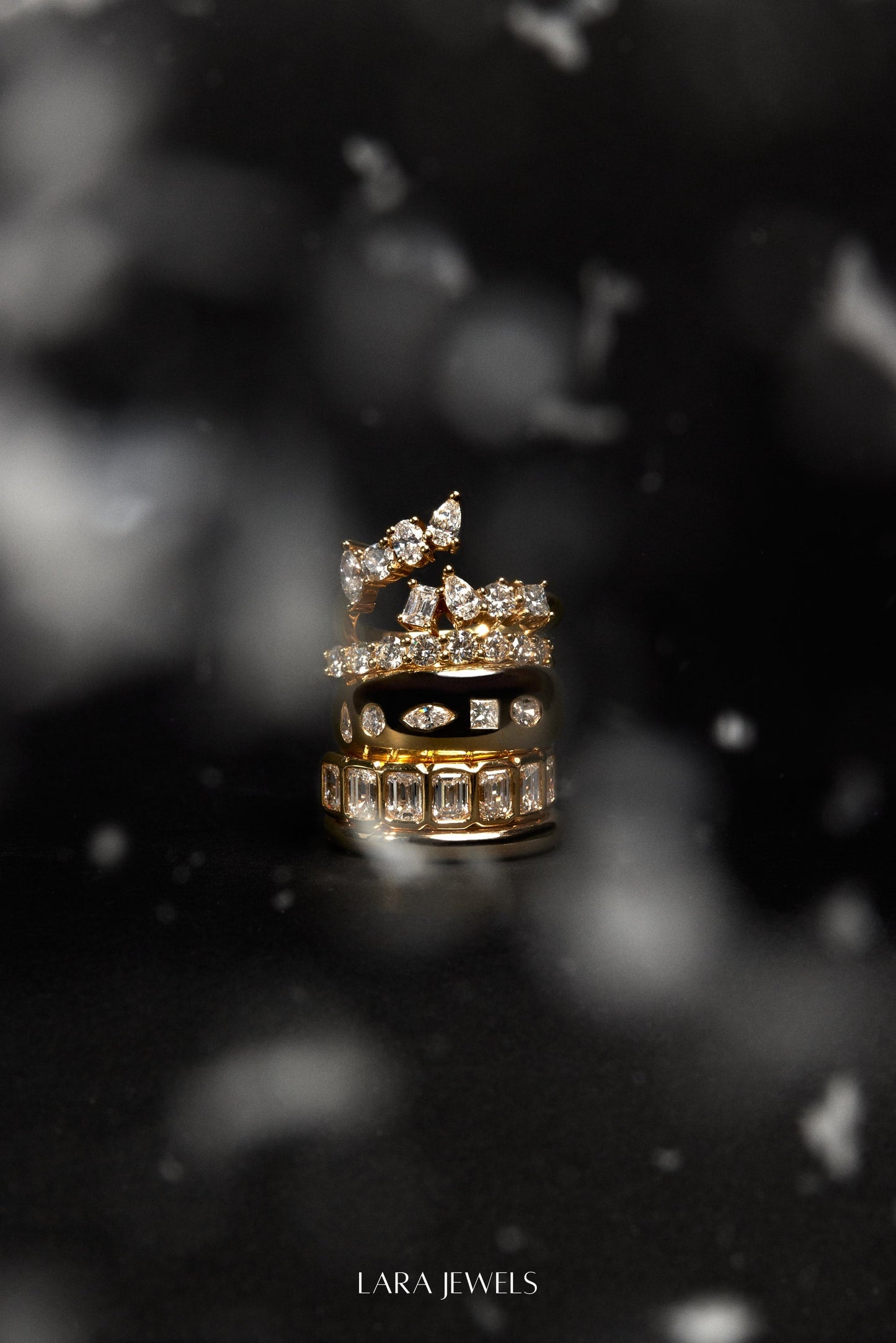 Round Diamond Half Band 18K Rose Gold - Back view