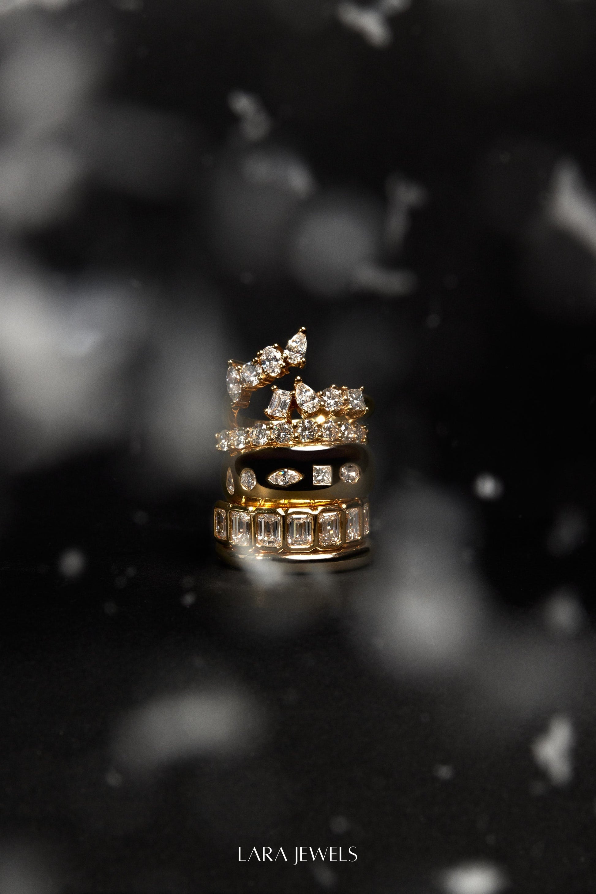 Round Diamond Half Band 18K Rose Gold - Back view