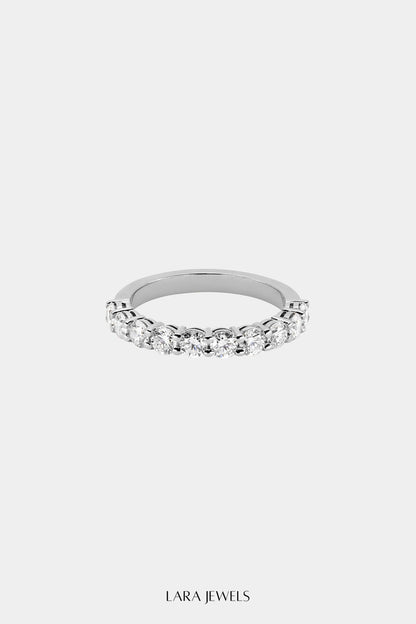 Round Diamond Half Band | 18K White Gold