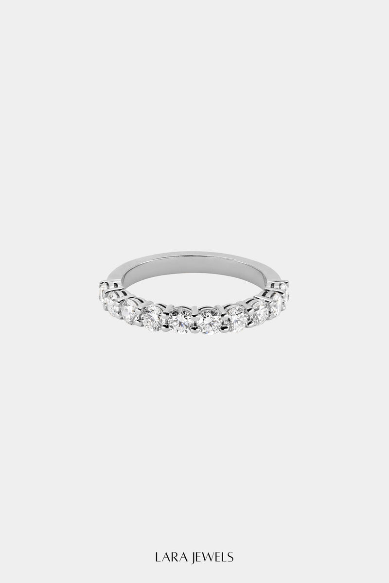 Round Diamond Half Band | 18K White Gold