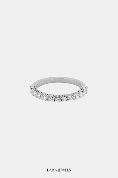 Round Diamond Half Band 18K White Gold - Detail