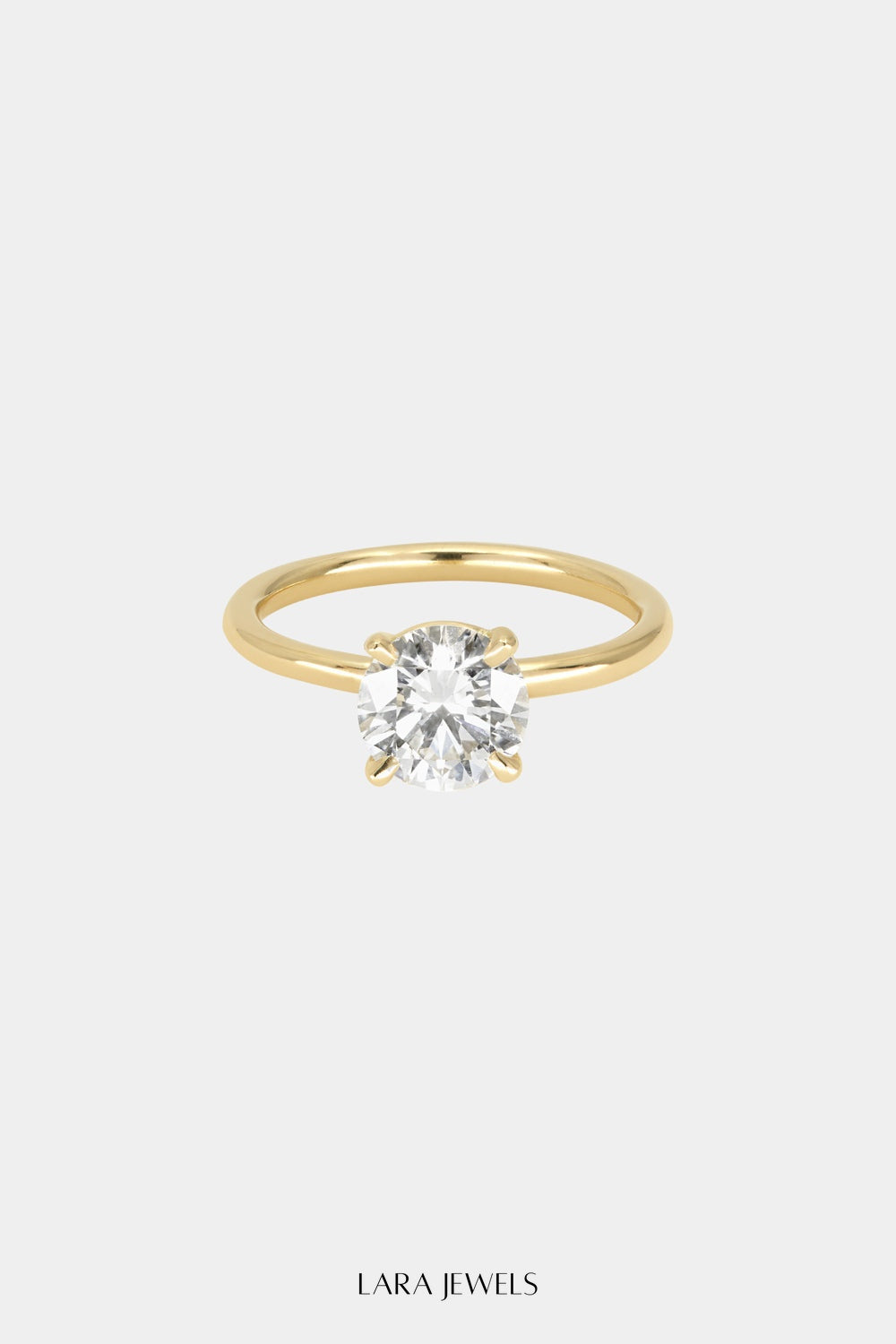 Round Diamond Ring 18K Gold - Front view