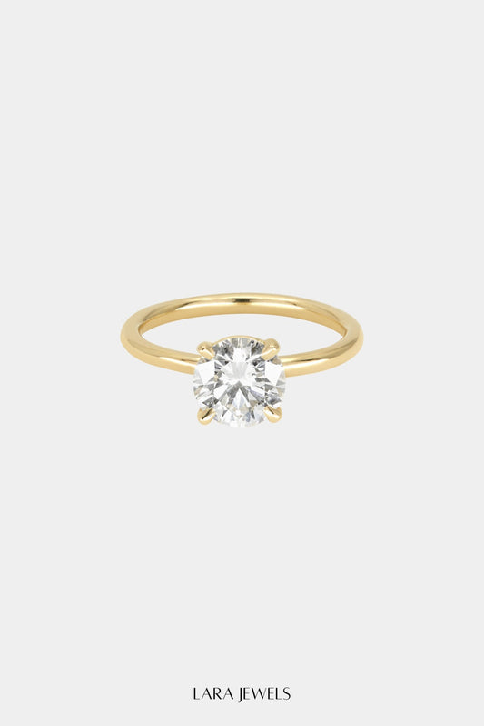 Round Diamond Ring 18K Gold - Front view