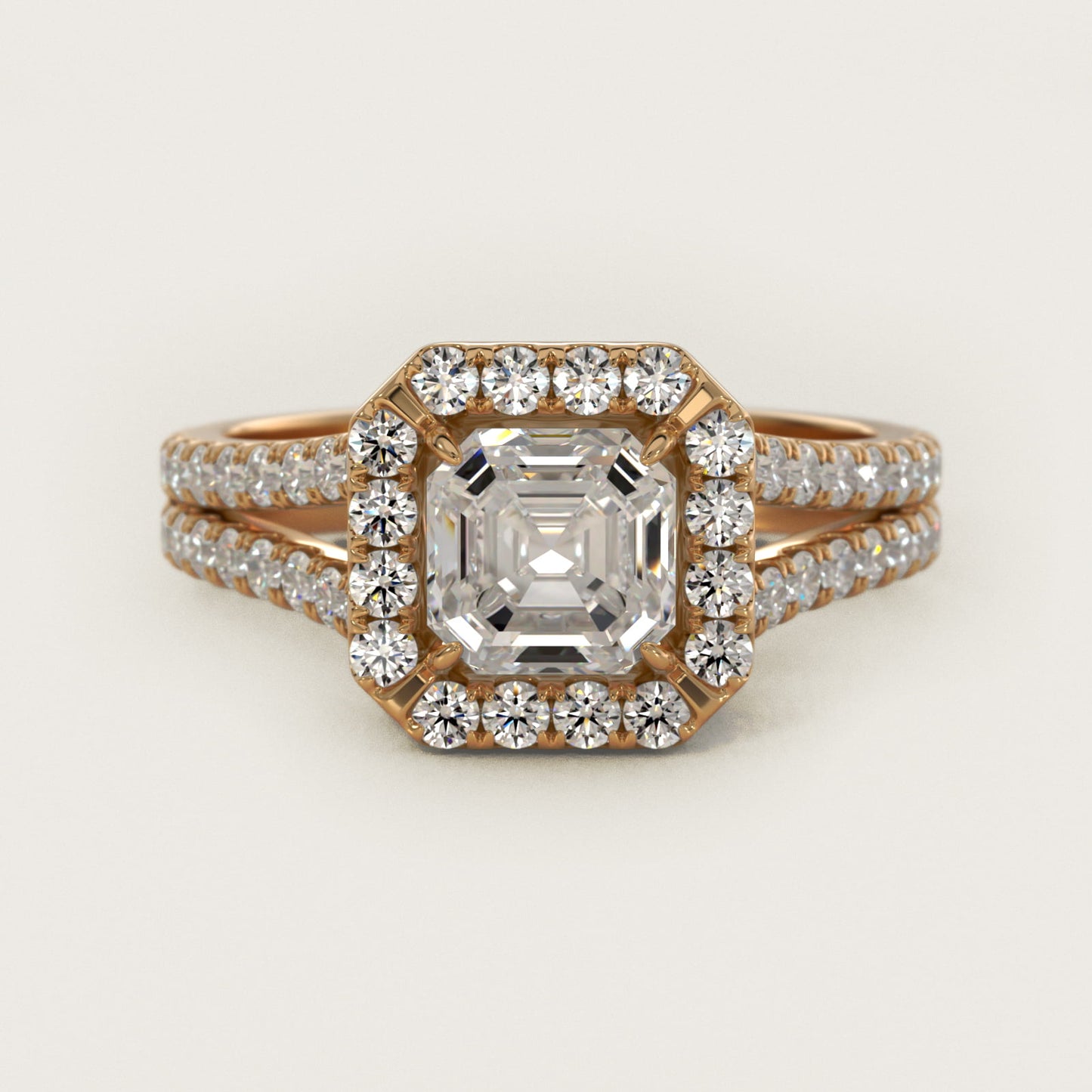 Round Split Band Diamond Halo Engagement Ring In 18k Yellow Gold By James Allen - Asscher Center