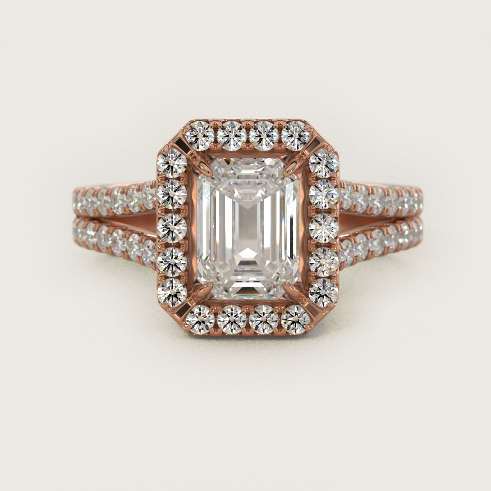 Round Split Band Diamond Halo Engagement Ring In 18k Rose Gold By James Allen - Emerald Center