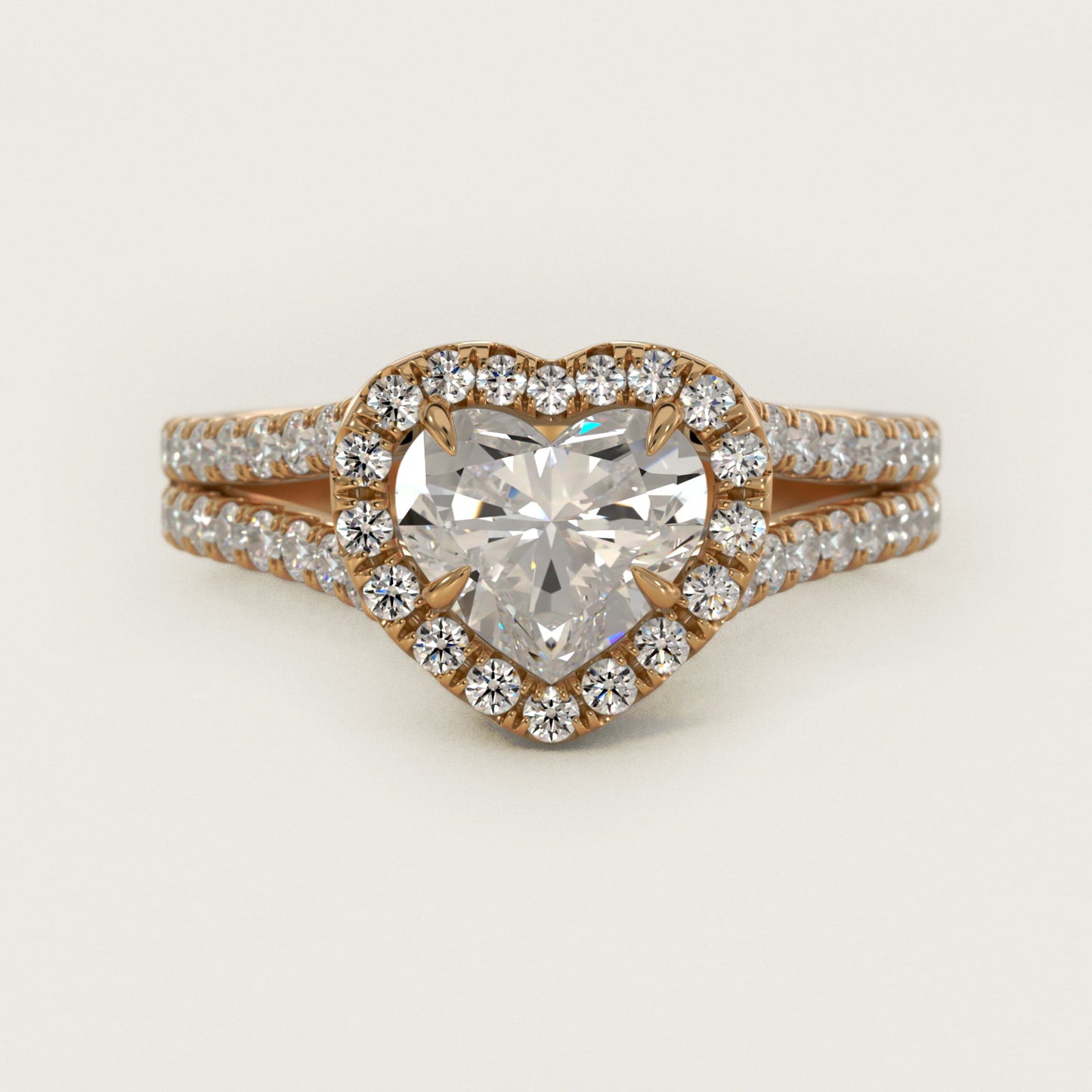 Round Split Band Diamond Halo Engagement Ring In 14K Yellow Gold By James Allen - Heart Center